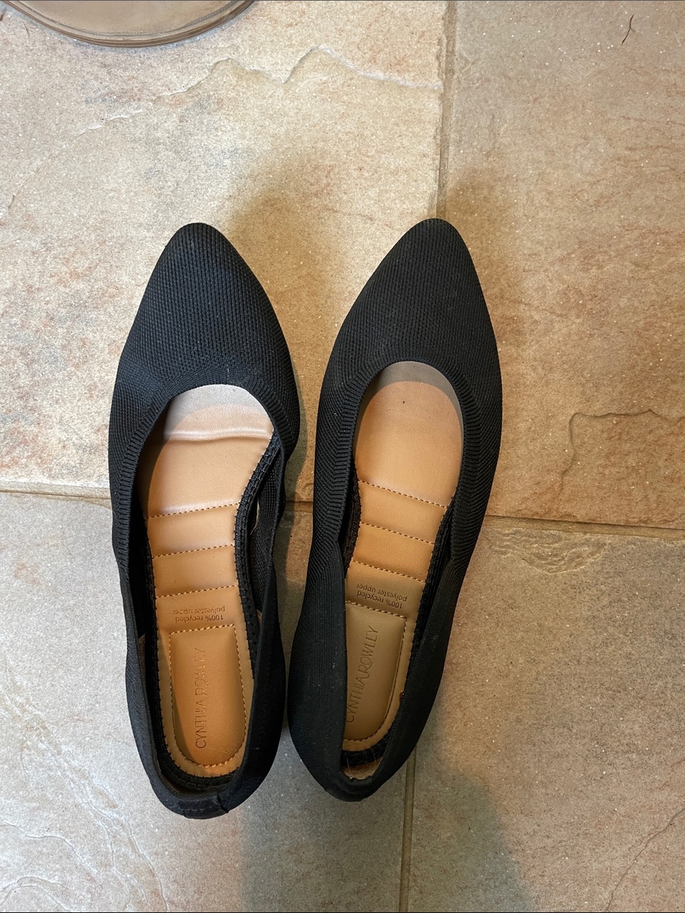 Cynthia Rowley Black Pointed Knit Slip-On Flats
